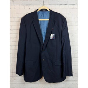 SADDLEBRED navy blue 100% cotton mens suit jacket blazer 48L NWT